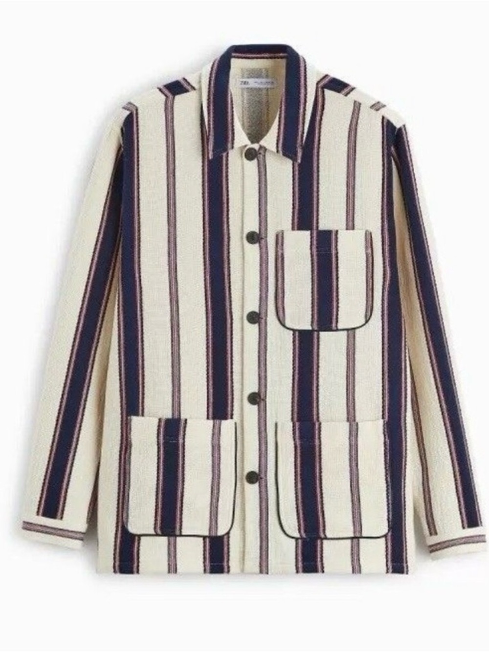 Zara Men's Oversized Striped Artist Shirt Shacket Cotton Blend Size M